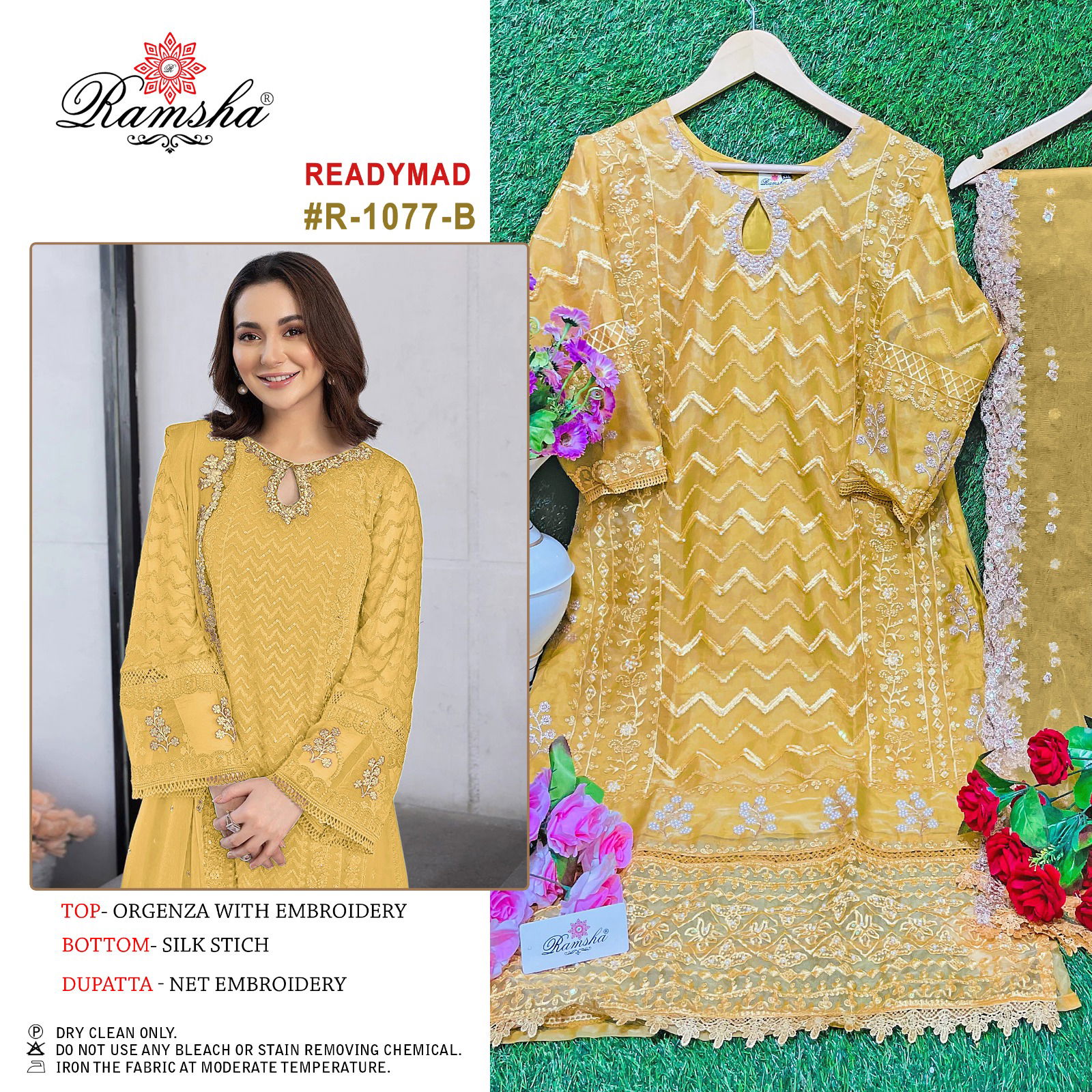 R 1077 Organza Pakistani Readymade Suits Catalog